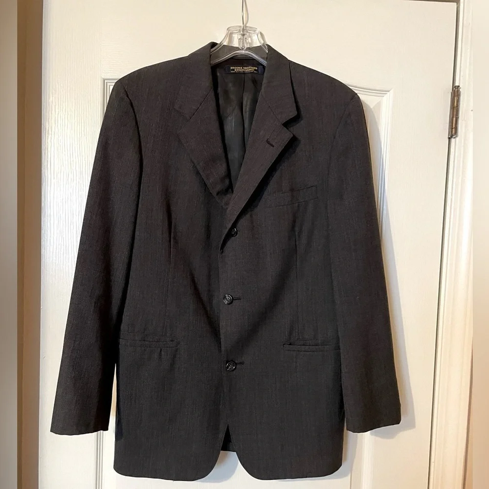Brooks Brothers Brooksgate Blazer Men’s 42R Black Dark Gray Vintage Jacket USA
